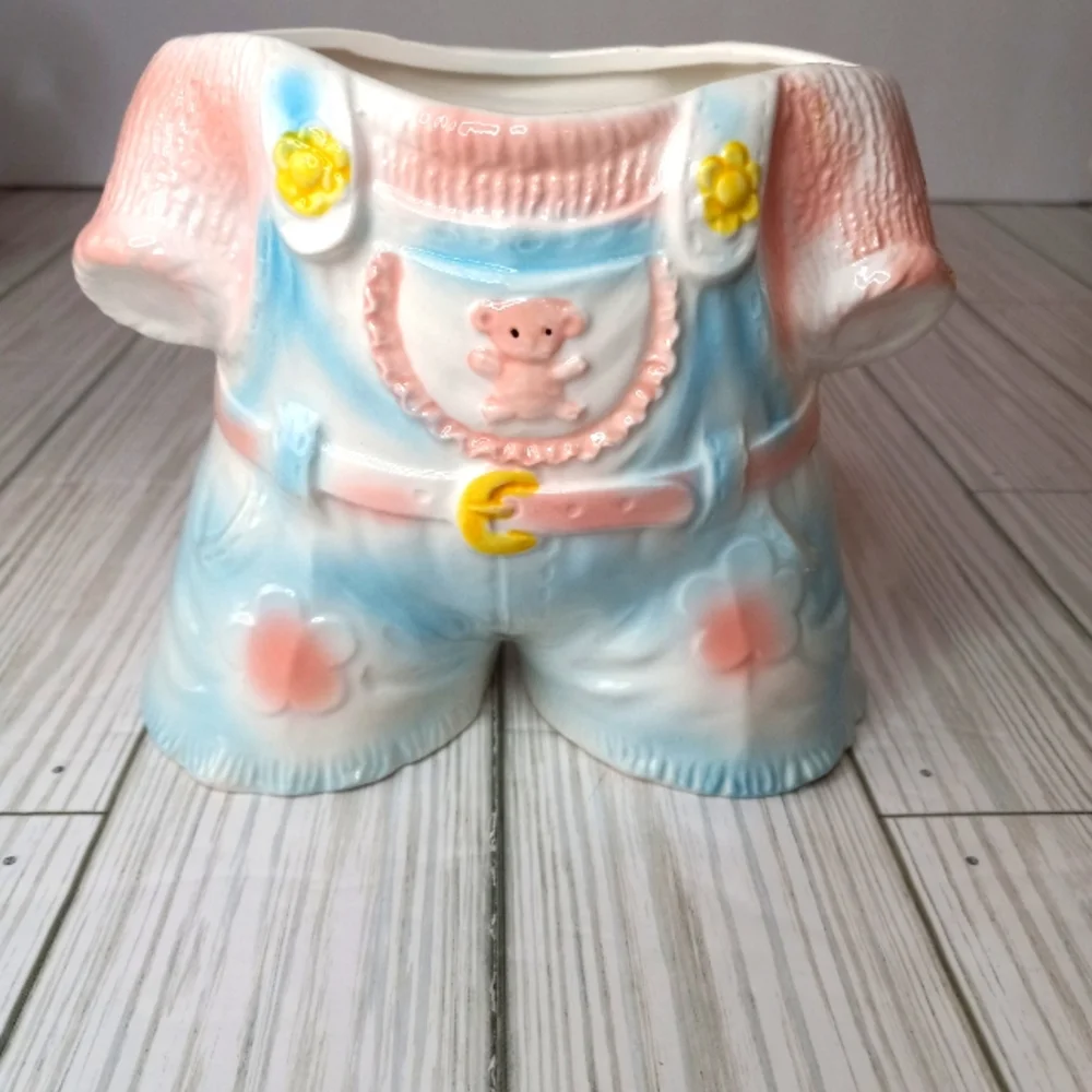 Vintage Relpo Kitsch Pastel Overalls Planter